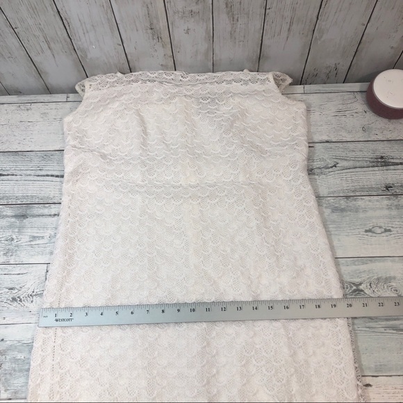 Adrianna Papell Crocheted Lace White Sleeveless Sheath Dress - Picture 6 of 12